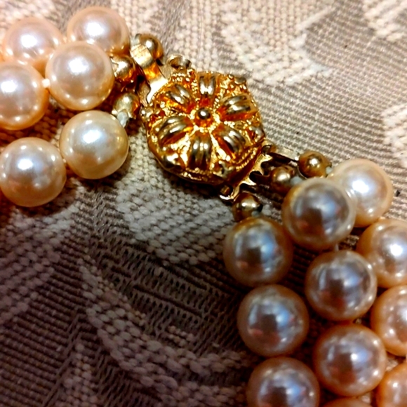 🌹 Magnificent Vintage Elaborate Cream Pearl & Rhinestone Gold Statement Neckla - Picture 11 of 16